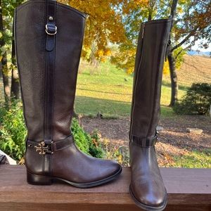 Brown leather Tory Burch boots